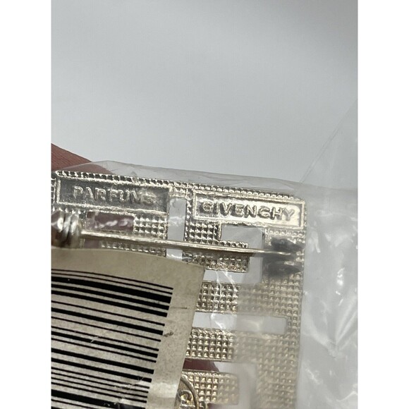 Vintage Givenchy Parfums Silvertone Purple Enamel Logo Pin Brooch New - Picture 8 of 8